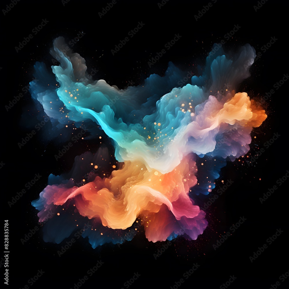 Obraz premium Colorful abstract cloud on black background. Generative AI.