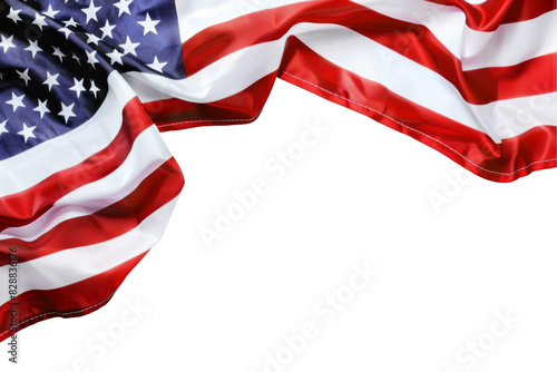 American flag, isolated on solid white background, PNG di-cut style, realistic photo style, object as model photo