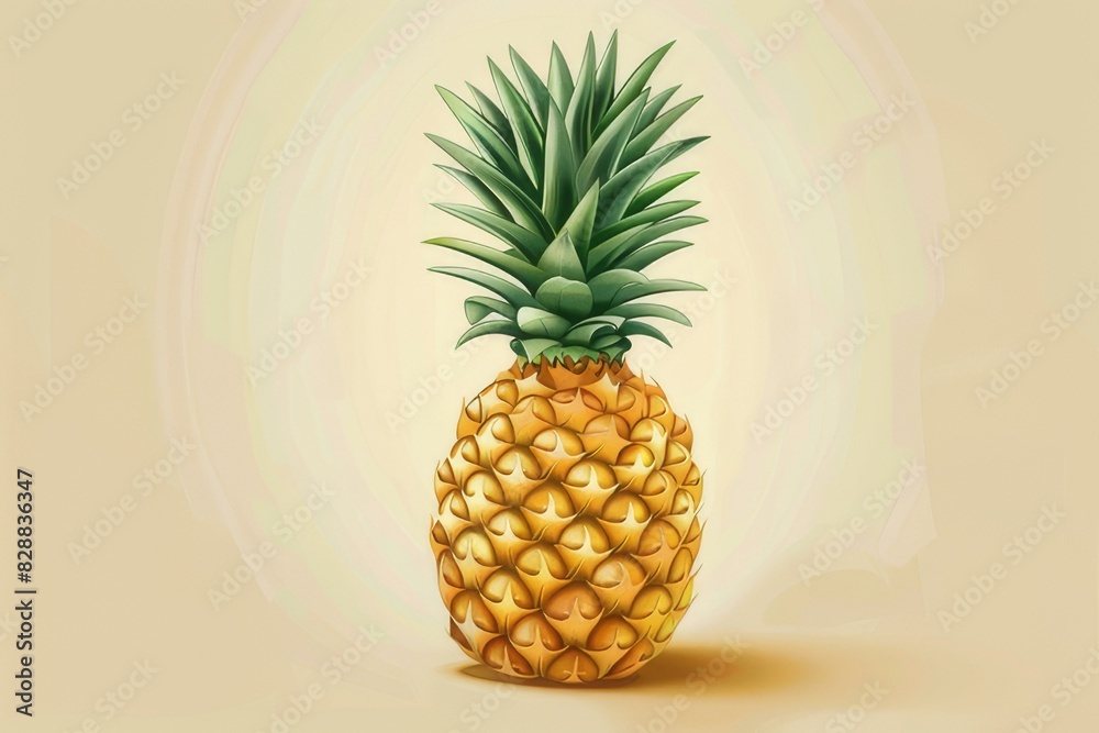 Detailed Pineapple Illustration on Light Background Detailed Pineapple Illustration on Light Background