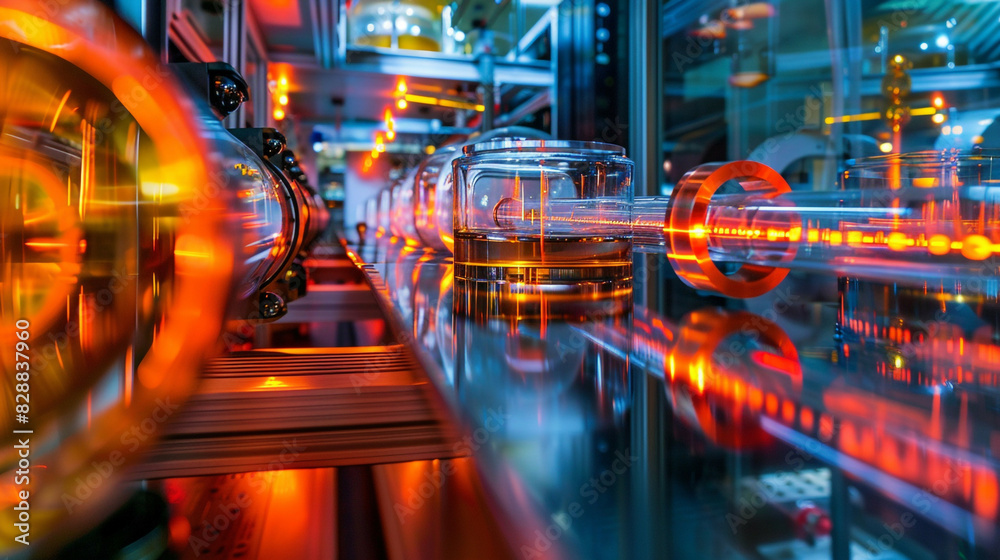 Reflection Photo of Quantum Entanglement Experiment, in a Quantum Physics Lab, with Reflective Surfaces, from a Reflective Angle, Symbolizing Interconnectedness and Mystery