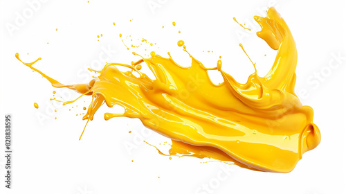 Lively yellow pnt burst with swirling motion and glossy finish. Isolated element for versatile use. Perfect for eye-catching designs.