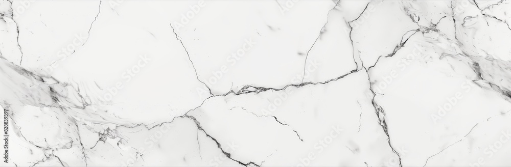 White Marble Texture with Fine Gray Veins in Wide Landscape Orientation for Modern Interior Design and Architecture