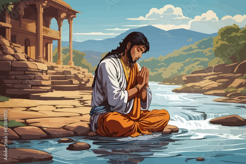 Water purification in Hinduism illustration