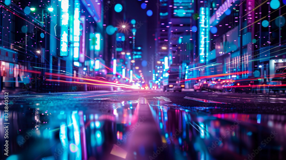 Urban Photo of AI in Smart Cities, in an Urban Environment, with Neon City Lights, from an Urban Angle, Illustrating the Integration of Technology into Urban Life Urban Photo of AI in Smart Cities, in an Urban Environment, with Neon City Lights, from an Urban Angle, Illustrating the Integration of Technology into Urban Life