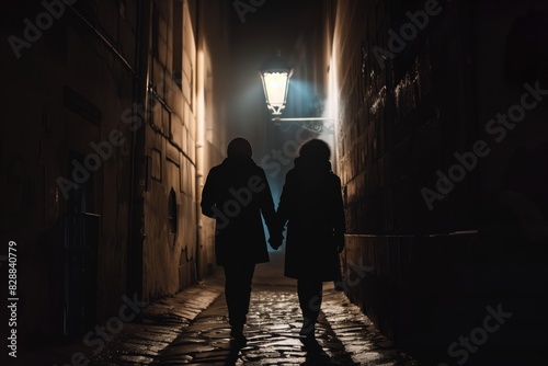 two women walking in the dark alleyway at night - night - night stock videos royalty-free footage