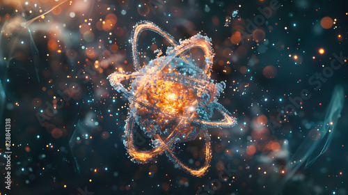 Dadaist Fusion: Atom's Explosion Births Miniature Galaxy photo