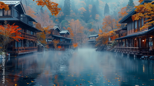 A picturesque onsen resort in the Japanese Alps photo