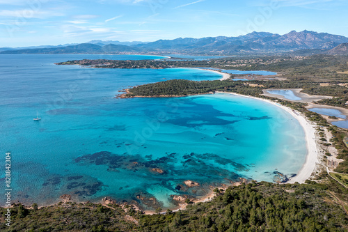 Aerial View of Cala Brandinchi, Gallura, Northwestern Sardinia, Italy photo