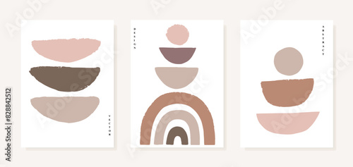 Geometric posters set with geometric  elements  on white background. Abstraction nordic paint print. Scandinavian style. Abstract contemporary modern trendy vector illustration
