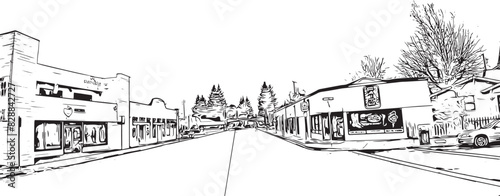 Print Building view with landmark of Santa Rasa is the city in California. Hand drawn sketch illustration in vector.