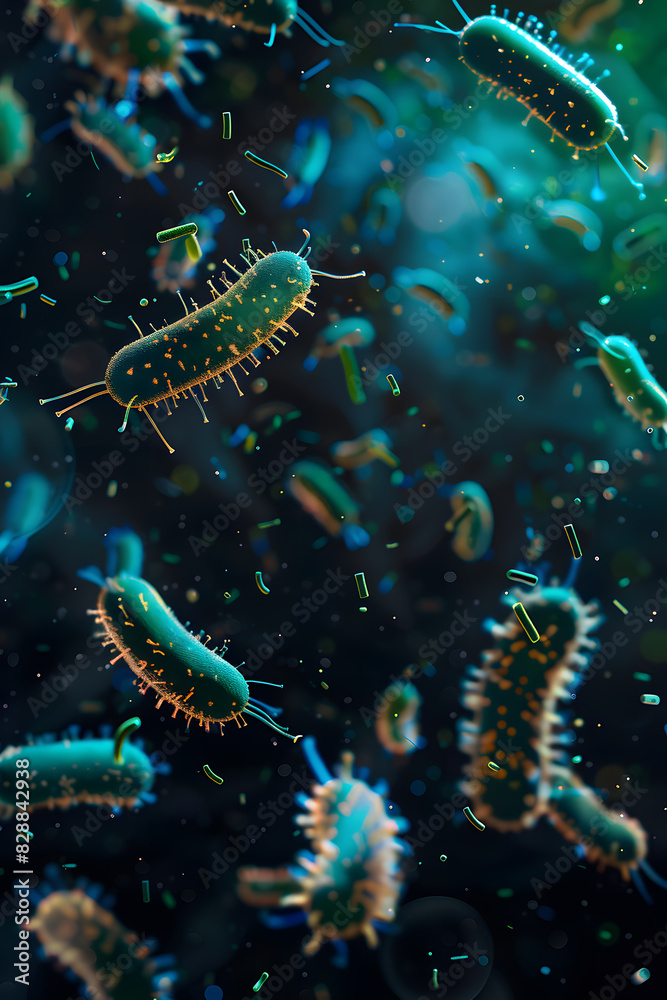 Synchronized Bacteria Dance: Vector Art with Futurism Dynamic Movement, Governed by Unseen Forces Synchronized Bacteria Dance: Vector Art with Futurism Dynamic Movement, Governed by Unseen Forces