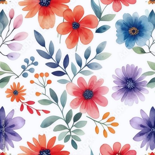 Wallpaper Mural Seamless Floral Pattern in Watercolor Torontodigital.ca
