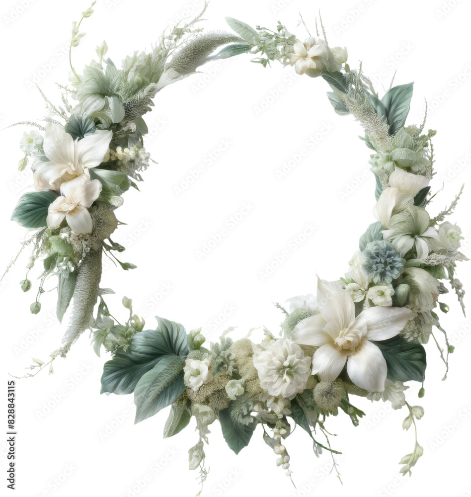white wreath of flowers on transparent background white wreath of flowers on transparent background