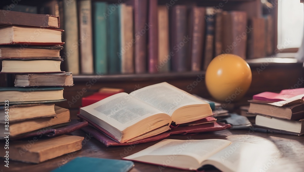 open books on a wooden table open books on a wooden table
