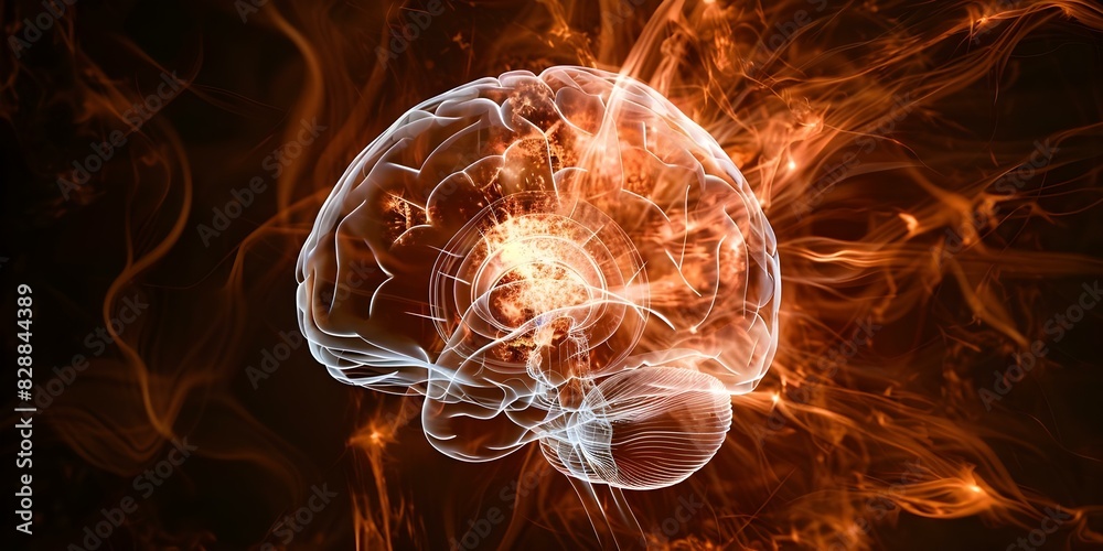 Highlighted brain areas affected by neuroendocrine tumor causing ...