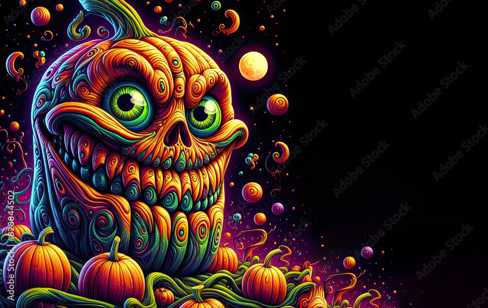 Halloween jack o lanterns on various creepy background