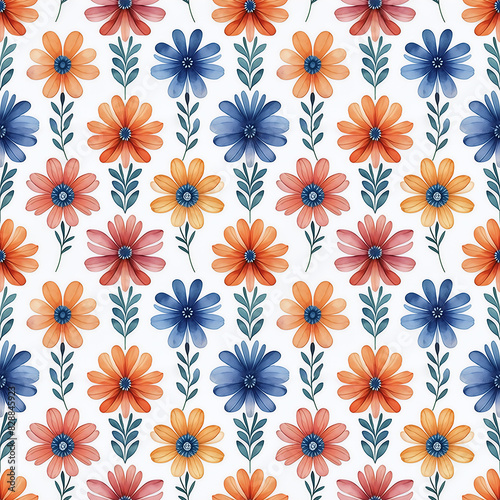 Seamless Floral Pattern in Watercolor