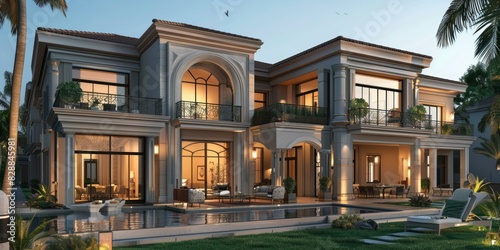 Large luxury house with pool photo