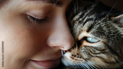 Compassionate care with a feline friend, focus on a gentle veterinary touch photo