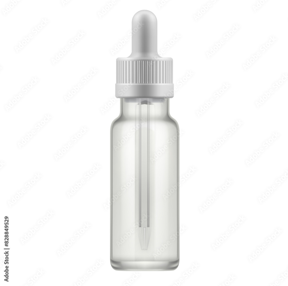 Glass bottle with dropper, Pipette mockups for dropper bottle on white background.