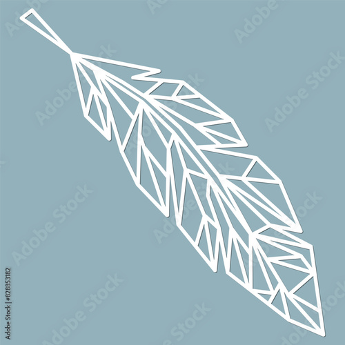 Beautiful bird feather illustration, beautiful lines, laser cutting