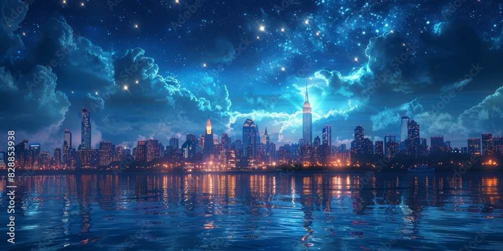 Fototapeta premium Stunning New York City Skyline at Night