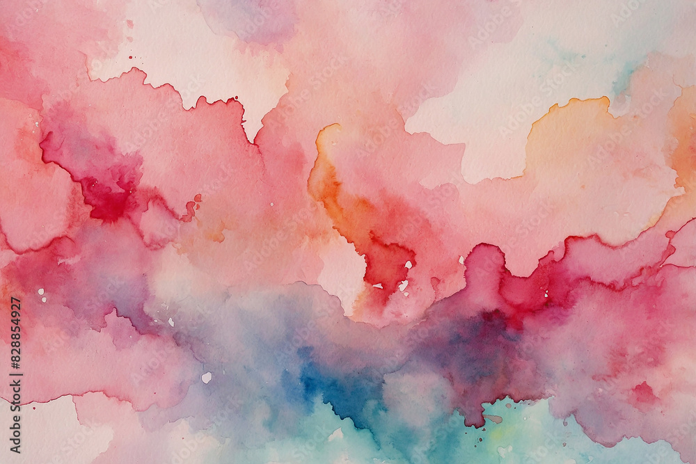 Obraz premium watercolor hand painted background pink and red