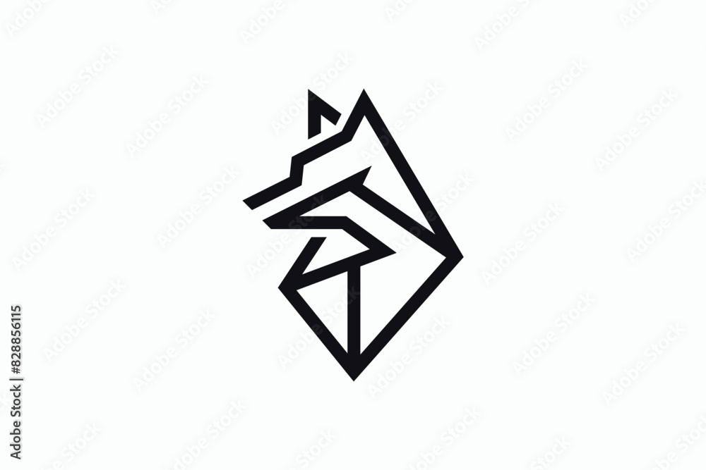 Abstract Geometric Wolf Head Logo Linear Sharp and Elegant Design for Modern Brands