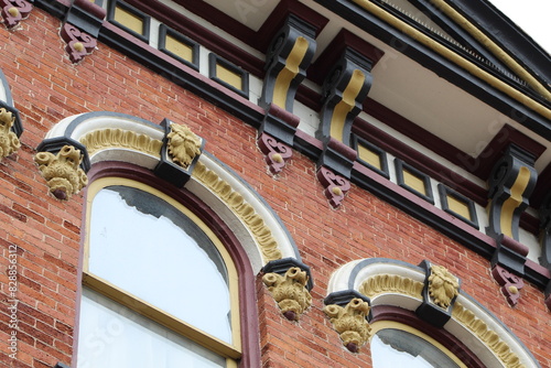 The Beautifully-Painted Eaves of a Historic Building in Glens Falls, New York 