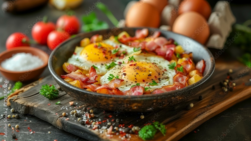 Skillet Breakfast with Fried Eggs, Bacon, and Potatoes Skillet Breakfast with Fried Eggs, Bacon, and Potatoes