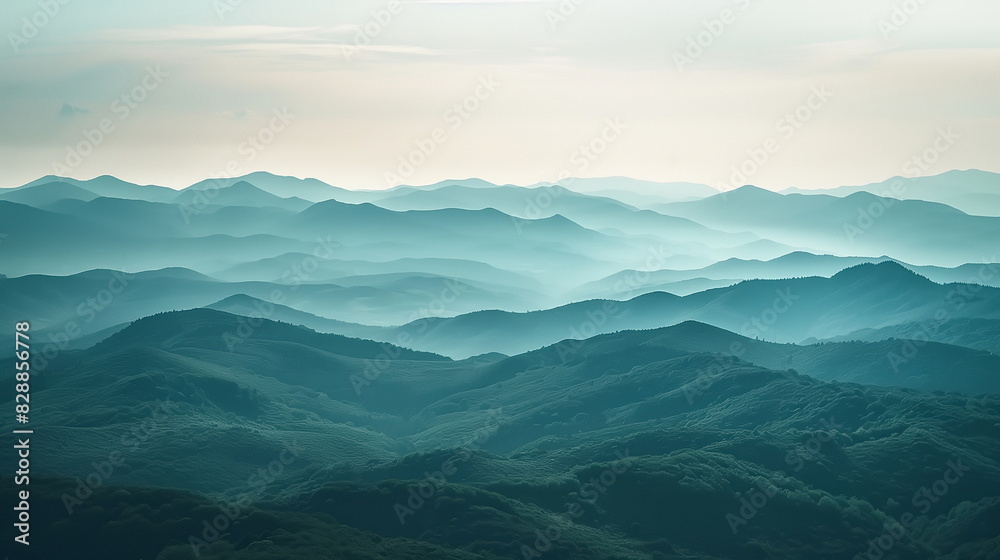 landscape of mountains with fog