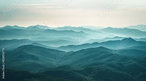 landscape of mountains with fog © anurakss