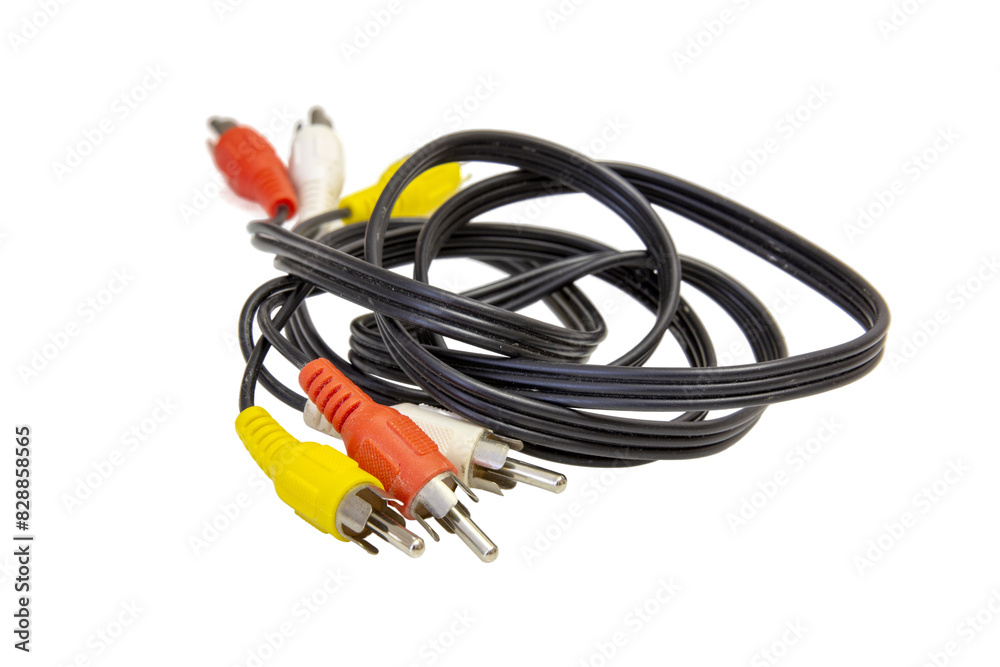 Connectors inputs and outputs audio and video for signal devices isolated on white background Connectors inputs and outputs audio and video for signal devices isolated on white background
