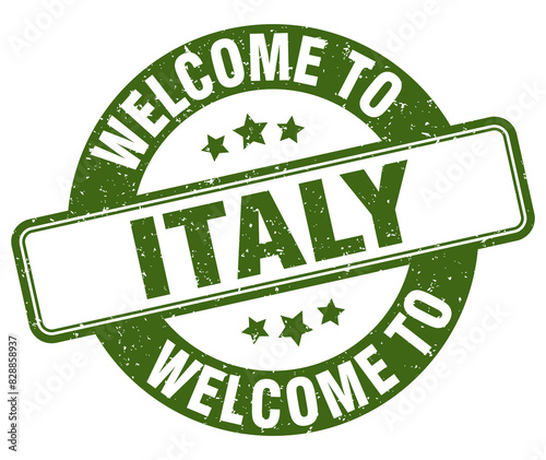 Welcome to Italy stamp. Italy round sign