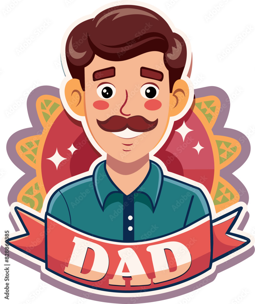 Father's day Sticker on badge Illustration. Design use for postcard, label, logo Father's day Sticker on badge Illustration. Design use for postcard, label, logo