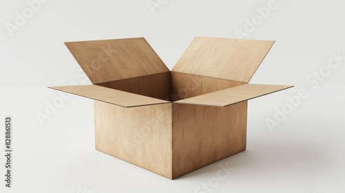 Empty cardboard box Hyper realistic Highly Detailed Isolated On white Background
