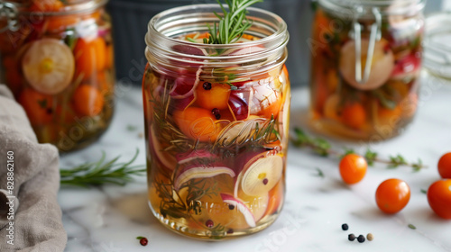 fermenting homemade vinegar or natural soda from mixed fruit peel and pieces and herbs