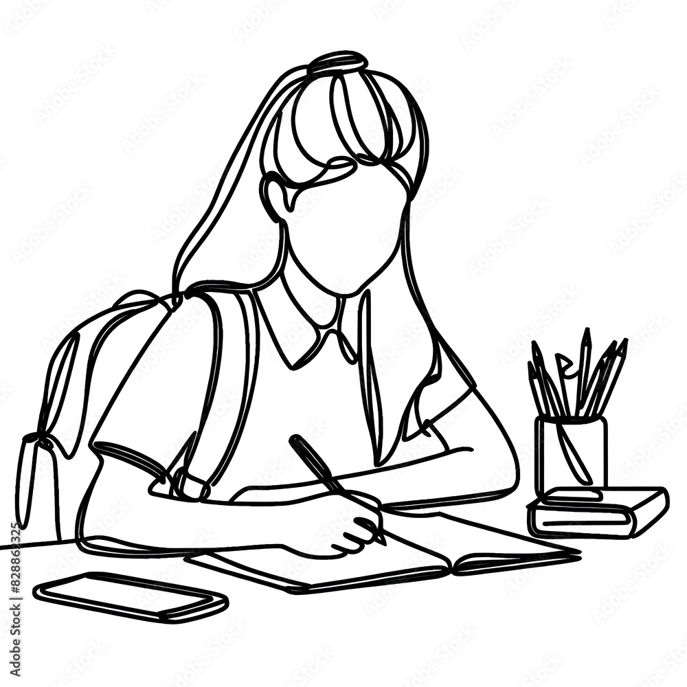 illustration of a girl with a book illustration of a girl with a book