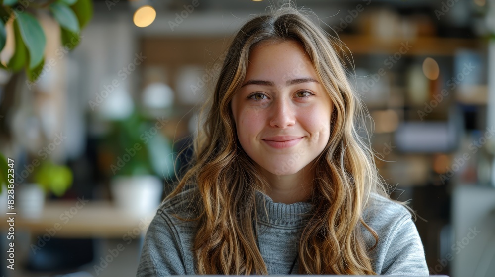 Confident and beautiful young woman smiling.