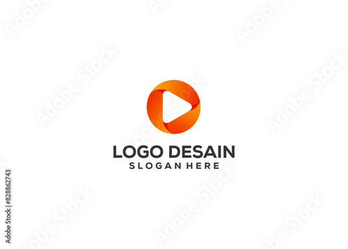 Initial Letter O logo creative play button in circle style