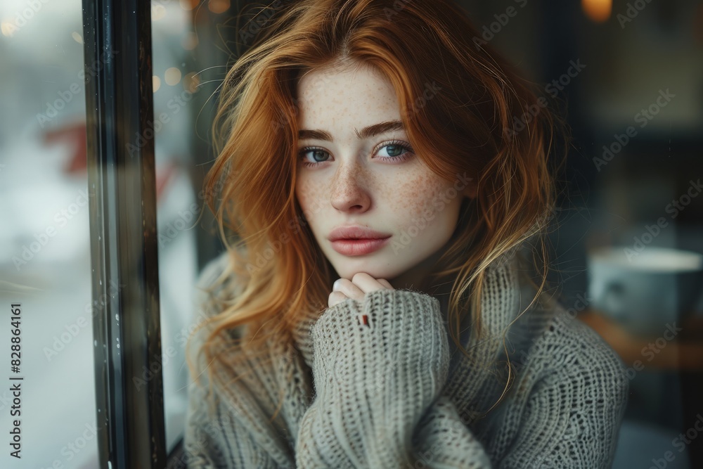 Contemplative Moments: Person Pensively Sitting by Window with Coffee Cup in Soft Light for Magazine Photography Contemplative Moments: Person Pensively Sitting by Window with Coffee Cup in Soft Light for Magazine Photography