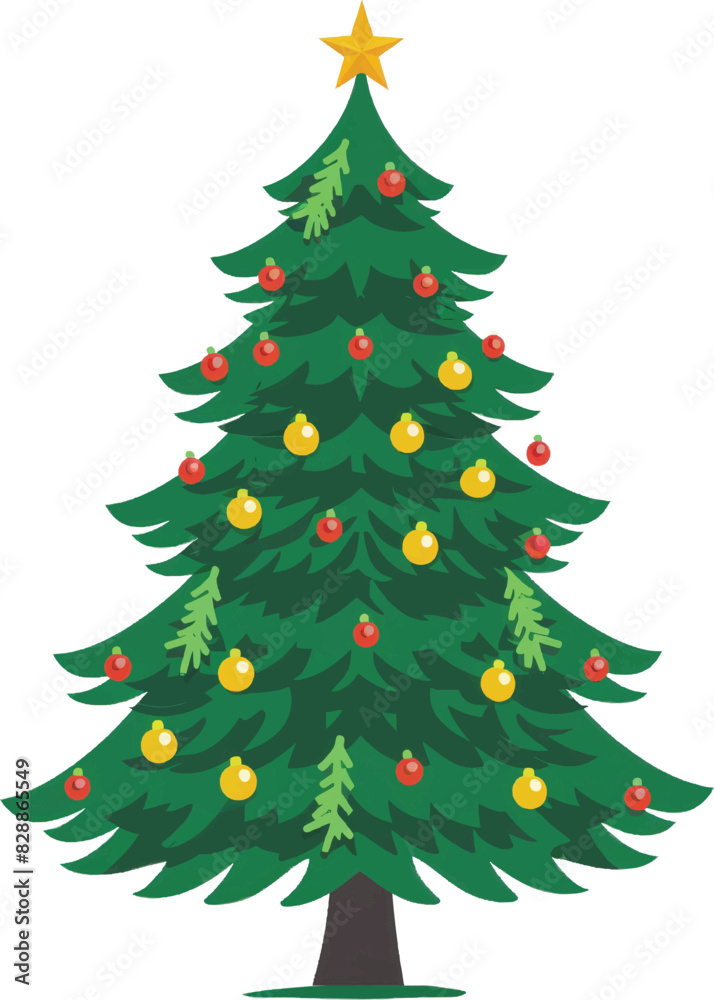 Fototapeta premium Christmas tree isolated on a white background. Vector illustration