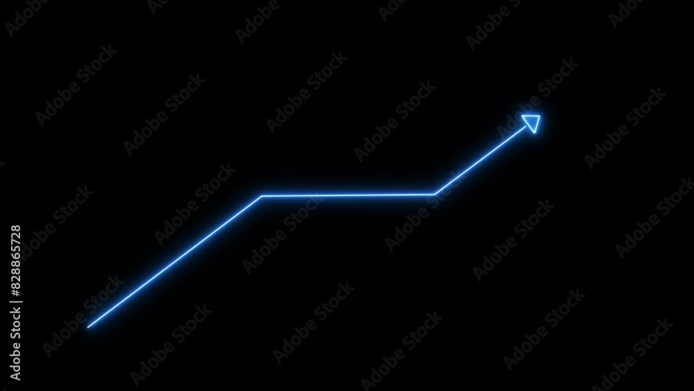 Abstract neon arrow up business graph icon animation. business chart growth concept