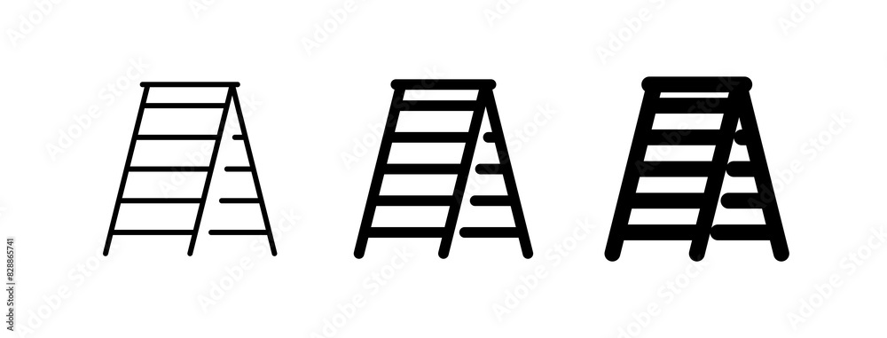 Editable folding ladder, step, stepladder vector icon. Construction, tools, industry. Part of a big icon set family. Perfect for web and app interfaces, presentations, infographics, etc Editable folding ladder, step, stepladder vector icon. Construction, tools, industry. Part of a big icon set family. Perfect for web and app interfaces, presentations, infographics, etc