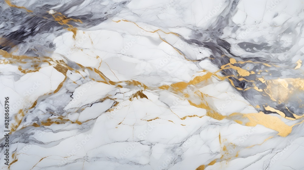 Naklejka premium Marble granite white with gold texture. Generative AI.