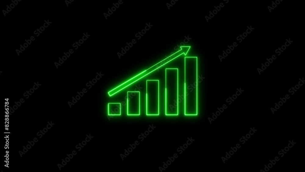 Abstract glowing neon line business growth animation. Chart concept