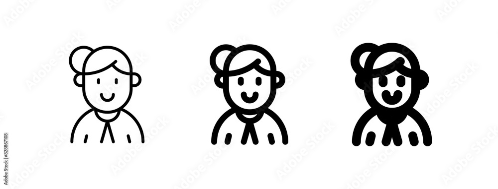 Editable housewife with bun hairstyle avatar vector icon. User, profile, identity, persona. Part of a big icon set family. Perfect for web and app interfaces, presentations, infographics, etc
