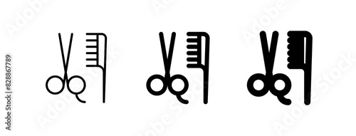 Editable scissors and comb vector icon. Barbershop, lifestyle, grooming. Part of a big icon set family. Perfect for web and app interfaces, presentations, infographics, etc