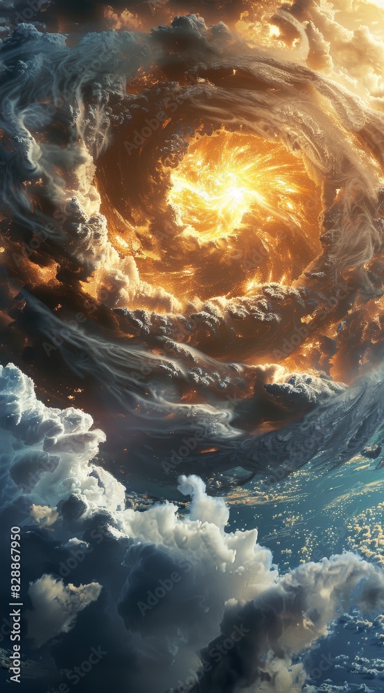 Obraz premium Cosmic Catastrophe: Earth Engulfed in Massive Explosion Generative AI