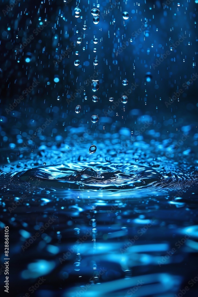 Rainy Night Cityscape with Neon Blue Accents Generative AI Rainy Night Cityscape with Neon Blue Accents Generative AI